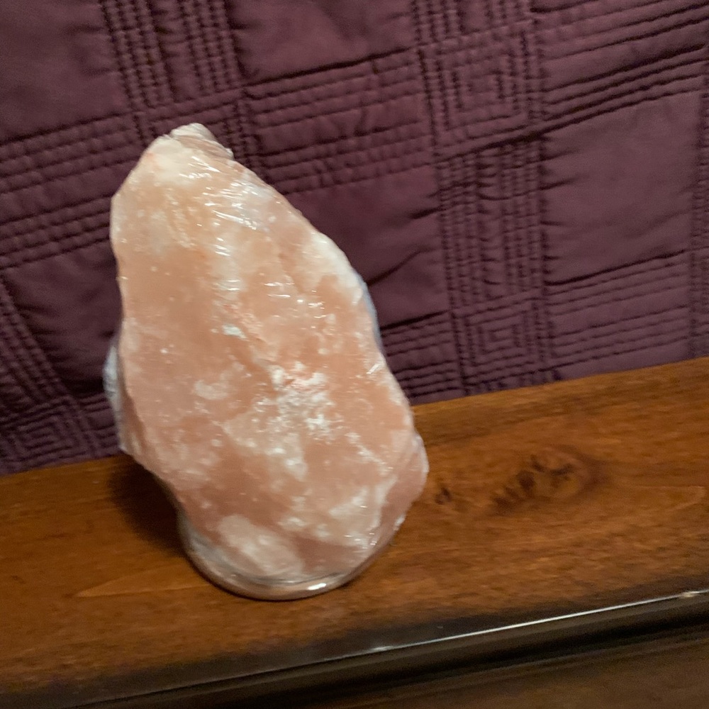New! Himalayan pink salt lamp with wooden base